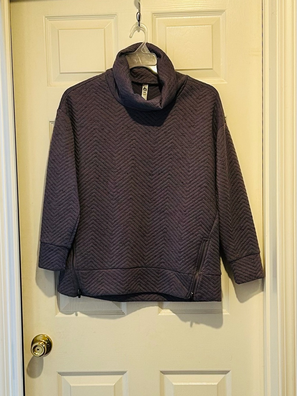 RBX Quilted Chevron Turtleneck Sweater - Purple